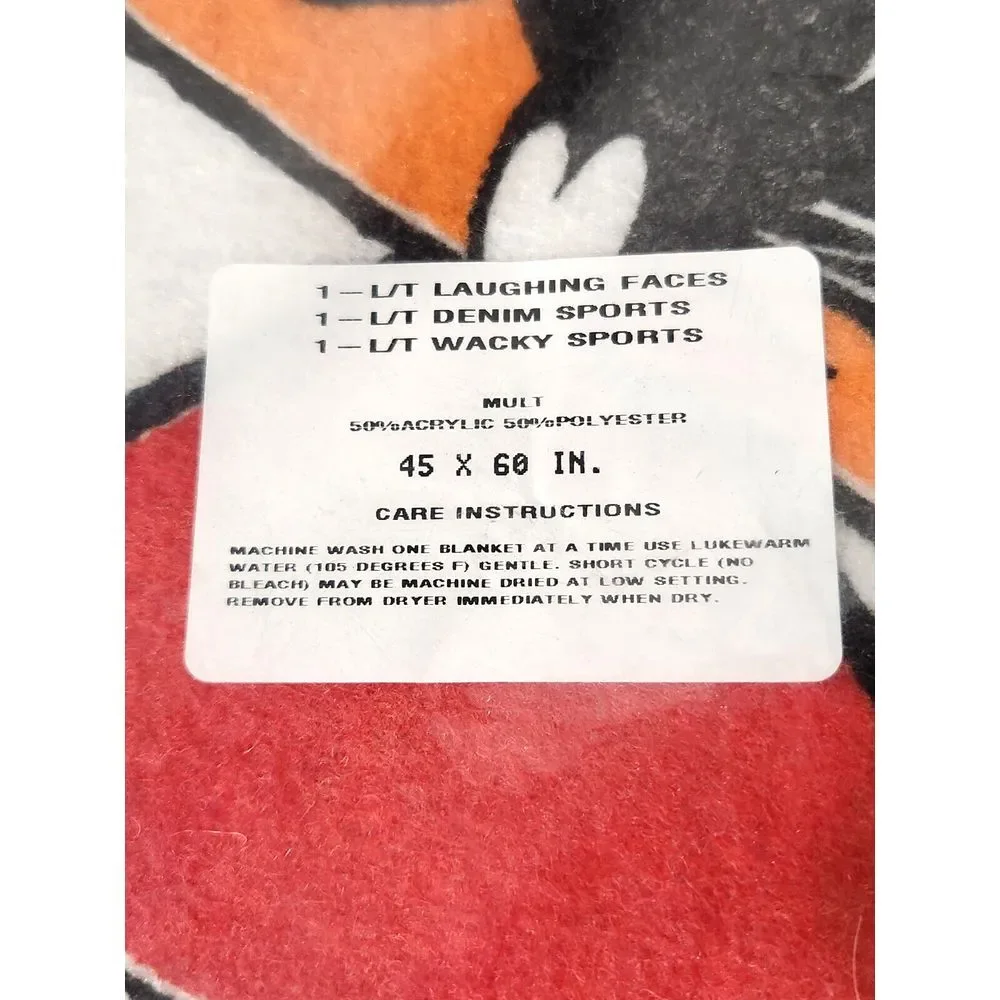 Vintage‎ Looney Tunes Laughing Faces Throw Blanket 45x60 Bugs Tweety Daffy NEW